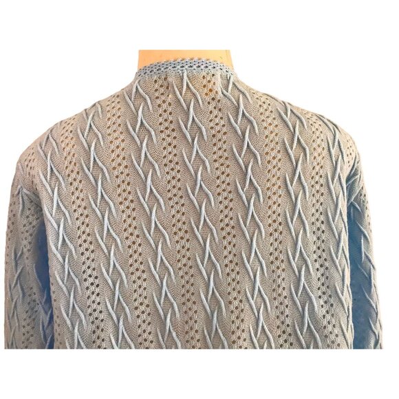 Vintage Millay Cardigan Sweater Light Blue retro 70s long sleeve cardigan sz L - Picture 6 of 9